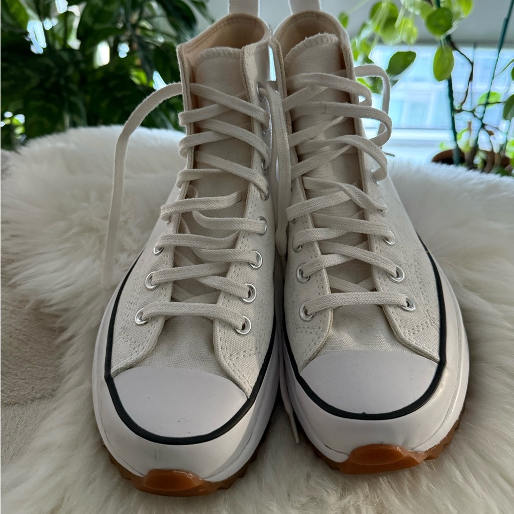 Converse white run star high top sneakers